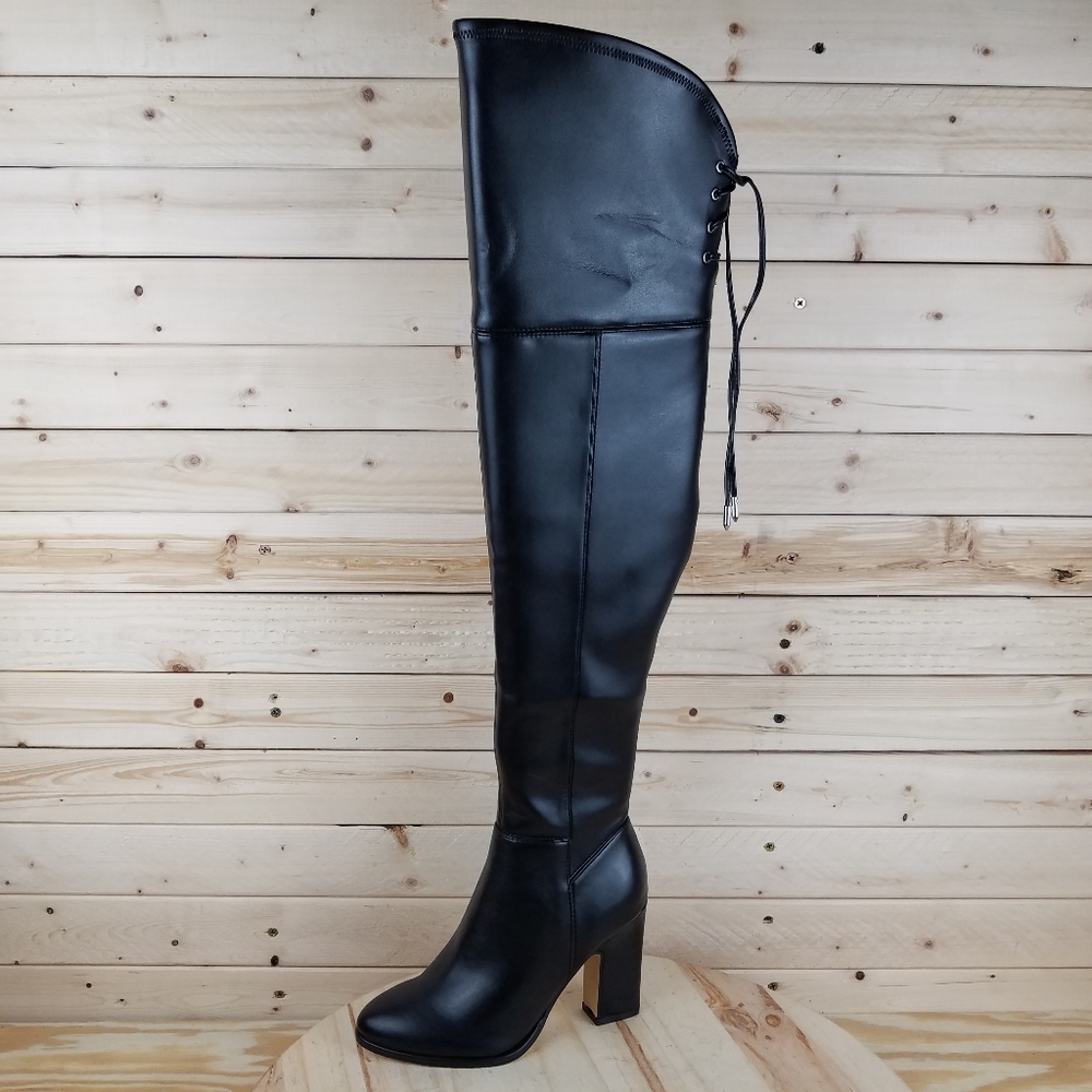 Marc Fisher Womens 5M Neela 2 Over the Knee Black High Heeled Boots Side Zip NEW